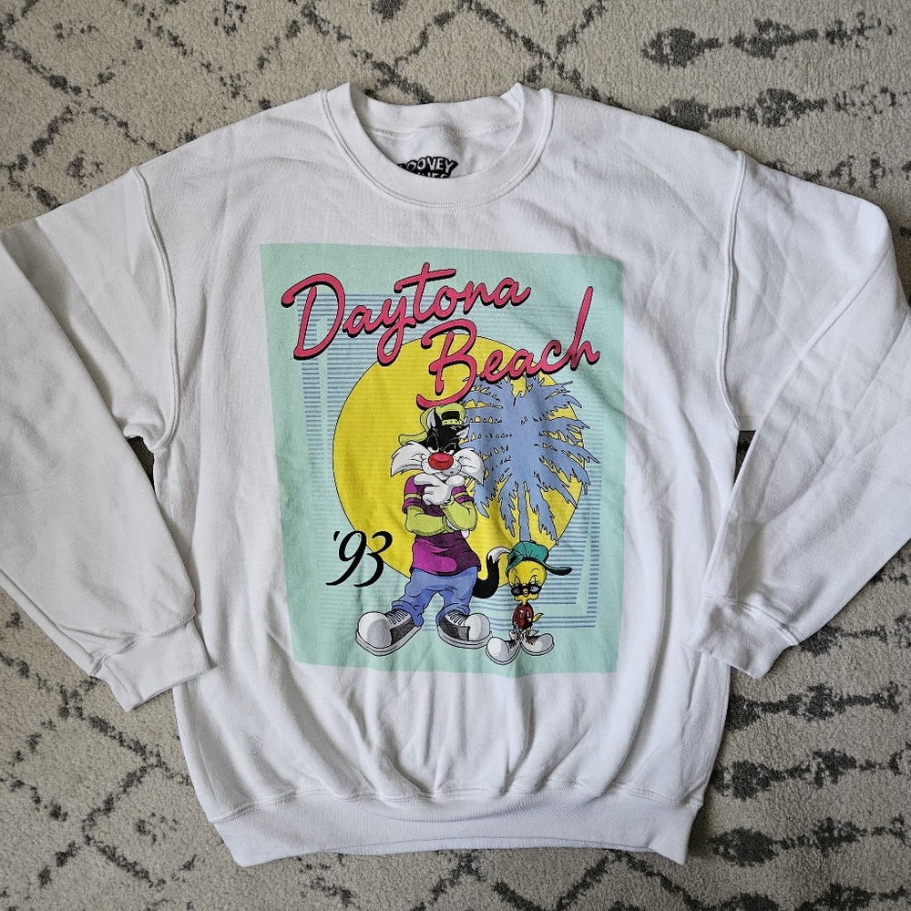 Looney Toons Daytona Beach Crew Sweatshirt Sz M